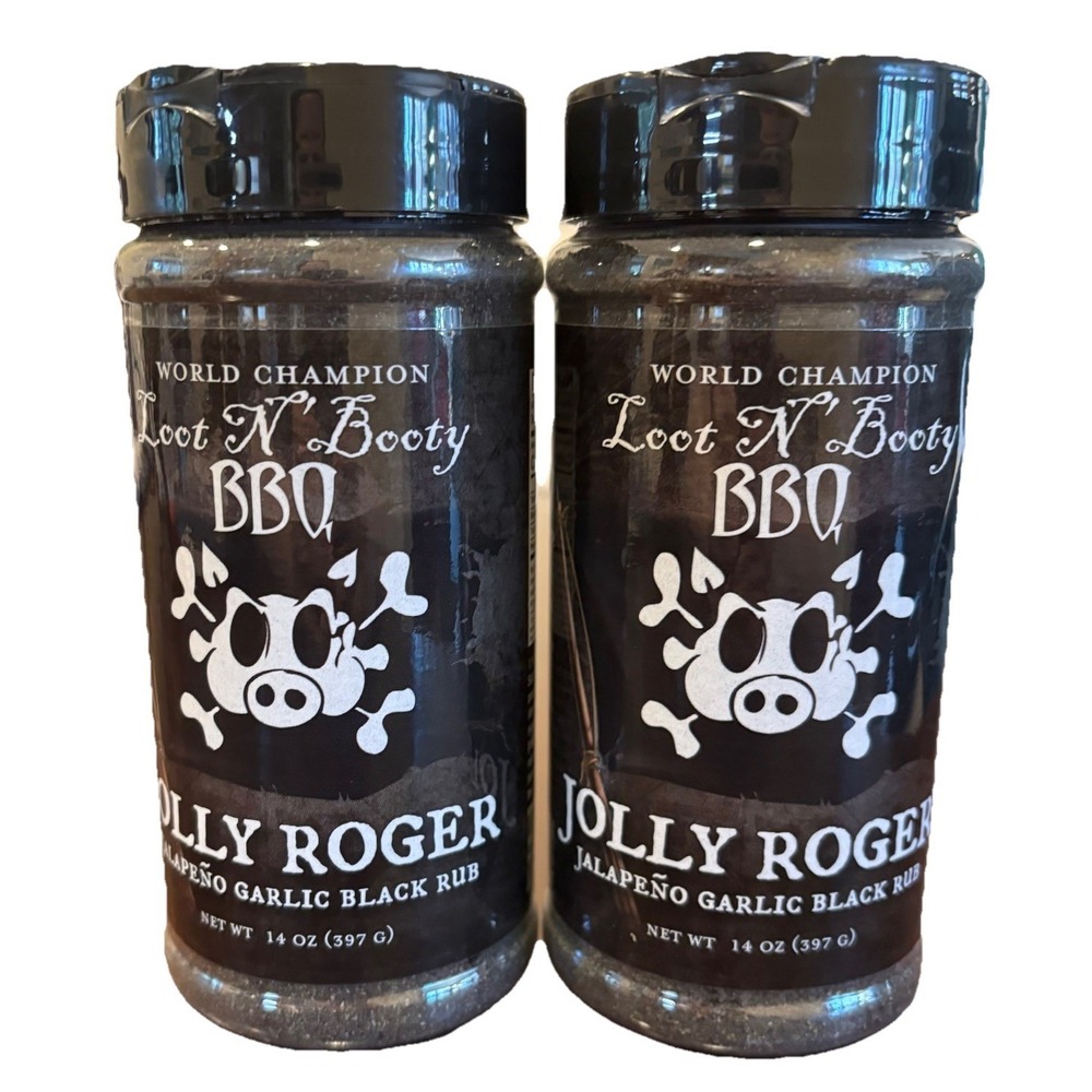 Loot N' Booty BBQ Jolly Roger Jalapeno Garlic Black Rub 14 oz Bottle